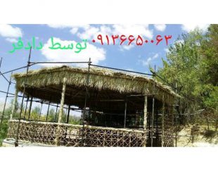 ساخت انواع آلاچیق سنتی با چوب نخل خرما در کرمان